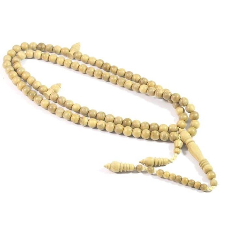 Product image Indahcraft - Tasbih Kayu Cempaka Bunga Kantil Asli 8 mm Putih Abu abu