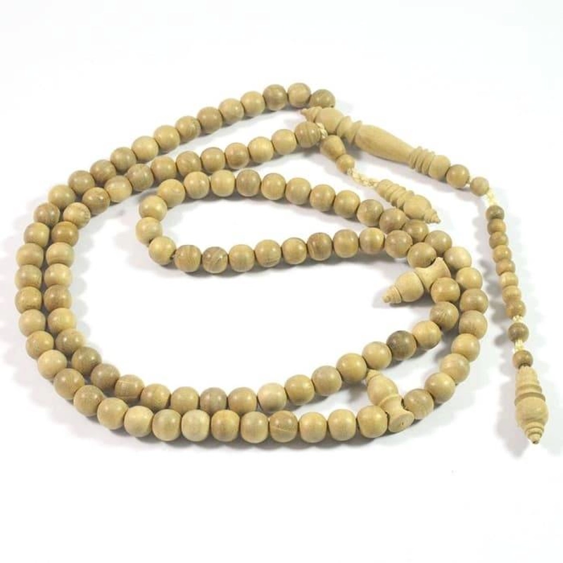 Product image Indahcraft - Tasbih Kayu Cempaka Bunga Kantil Asli 8 mm Putih Abu abu