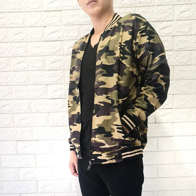 Product image Jembar - Jaket Baseball Pria Korea Original Distro Bandung Loreng M Camo Hijau