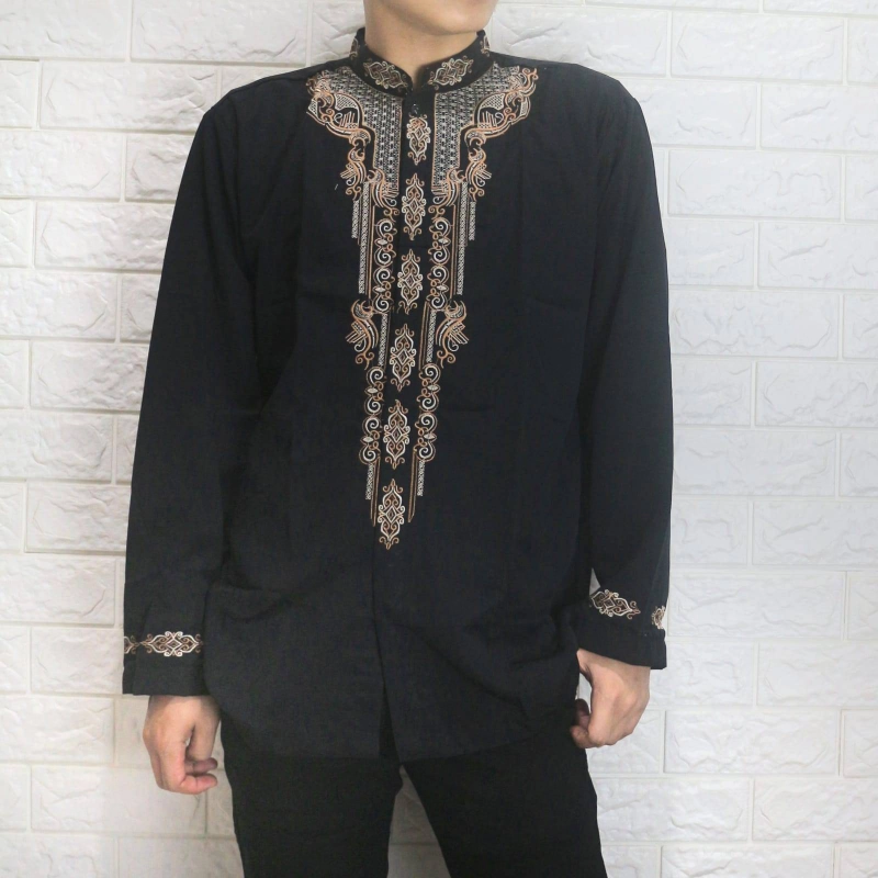 Product image Jembar - Baju Koko Pria Kurta Bordir Klasik Hitam M Hitam