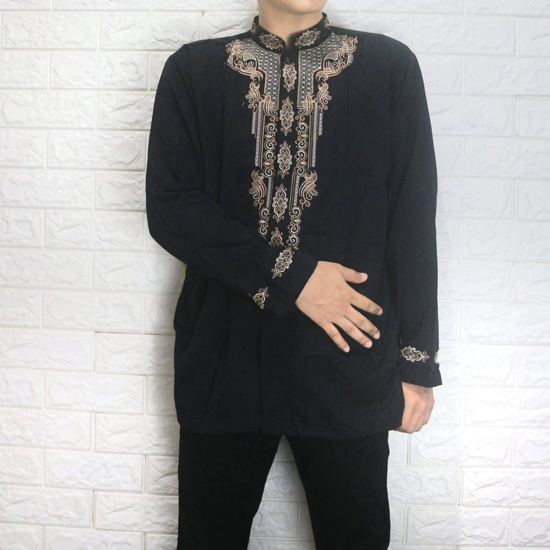 Product image Jembar - Baju Koko Pria Kurta Bordir Klasik Hitam M Hitam