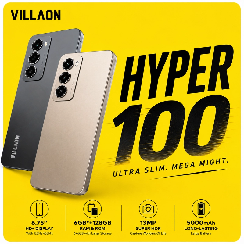 Product image [jikalaku] Villaon Hyper 100 6/128 GB Garansi Resmi all variant Black