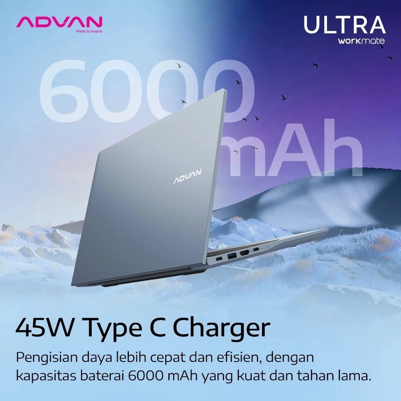 Product image [jikalaku] Advan Laptop Workmate Ultra 8/256GB Intel Ultra 5 115U With AI Boost 14" FHD+ BLUE all variant all variant