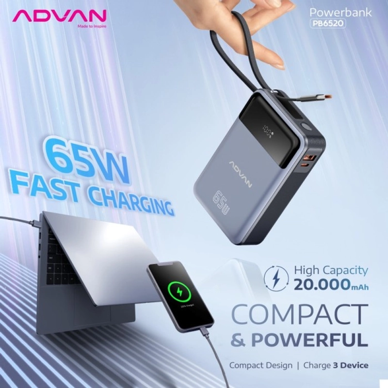Product image Powerbank Advan PB6520 20.000mAh 65W Fast Charging all variant all variant