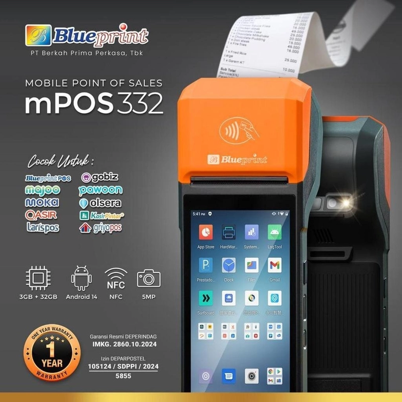 Product image [jikalaku] Blueprint MPOS 332 Mobile POS Printer Thermal Android NFC all variant all variant