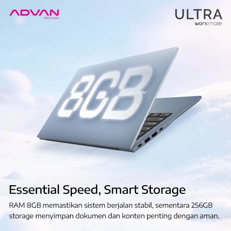 Product image [jikalaku] Advan Laptop Workmate Ultra 8/256GB Intel Ultra 5 115U With AI Boost 14" FHD+ BLUE all variant all variant