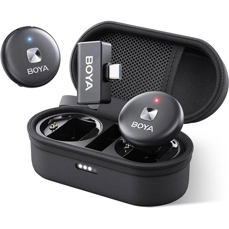 Product image BOYA OMIC-D/U Sistem Mikrofon Nirkabel Dua Saluran 2.4GHz Ultracompact dengan Casing Pengisi Daya Port USB Tipe C Omic-D IOS Blk all variant