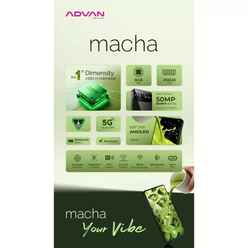 Product image [jikalaku] ADVAN S50 Macha 5G 8/256GB UFS 3.1 Black Garansi Resmi all variant all variant