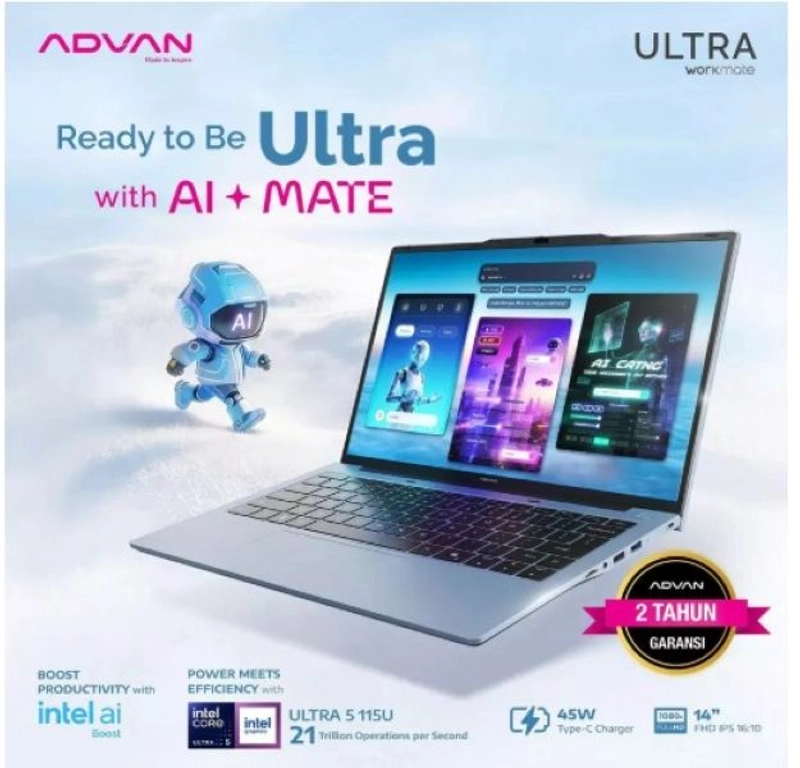 Product image [jikalaku] Advan Laptop Workmate Ultra 8/256GB Intel Ultra 5 115U With AI Boost 14" FHD+ BLUE all variant all variant