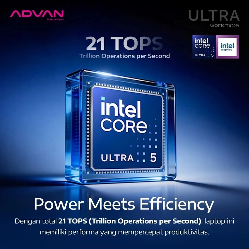 Product image [jikalaku] Advan Laptop Workmate Ultra 8/256GB Intel Ultra 5 115U With AI Boost 14" FHD+ BLUE all variant all variant
