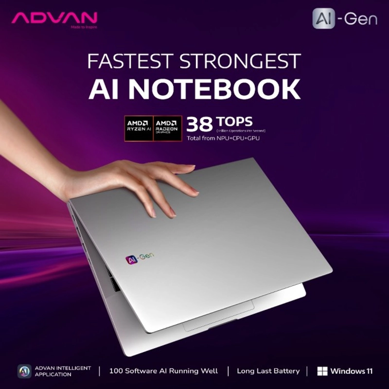 Product image Advan Laptop AI Gen Ryzen 7 8845HS AMD Ryzen AI 16GB 512GB Windows 11 all variant all variant