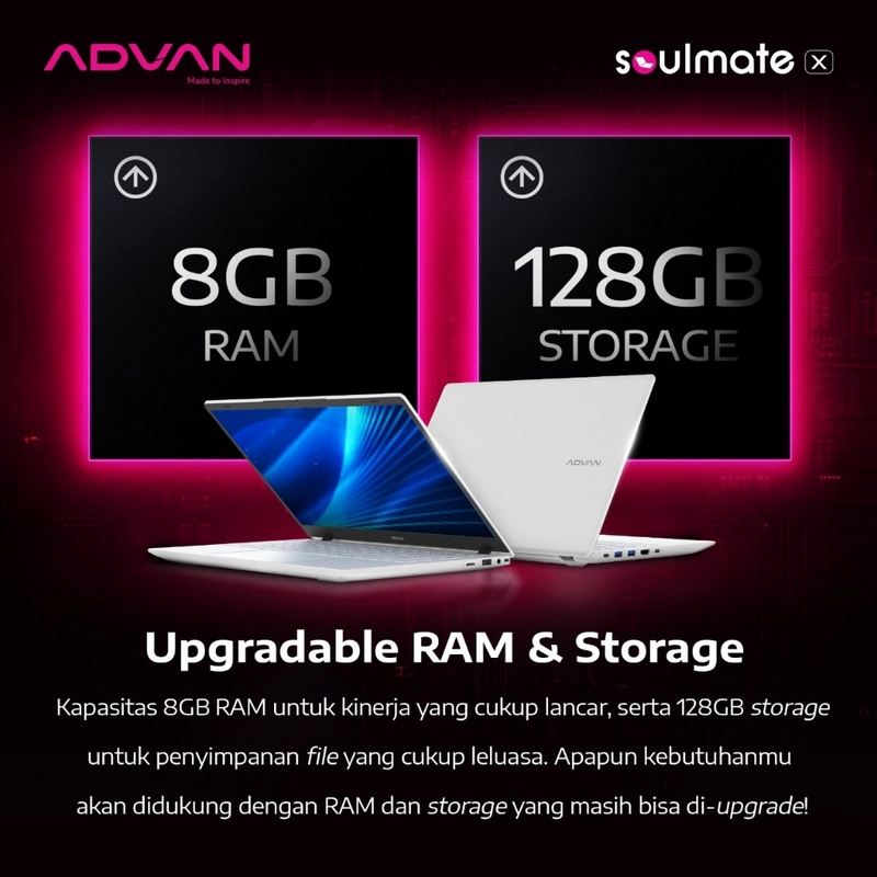 Product image [jikalaku] Advan Soulmate X 14 Inch FHD | AMD 3020e Garansi Resmi all variant White