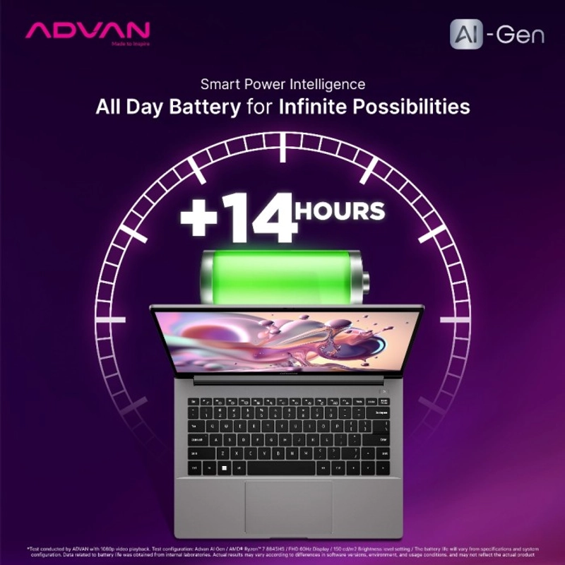 Product image Advan Laptop AI Gen Ryzen 7 8845HS AMD Ryzen AI 16GB 512GB Windows 11 all variant all variant