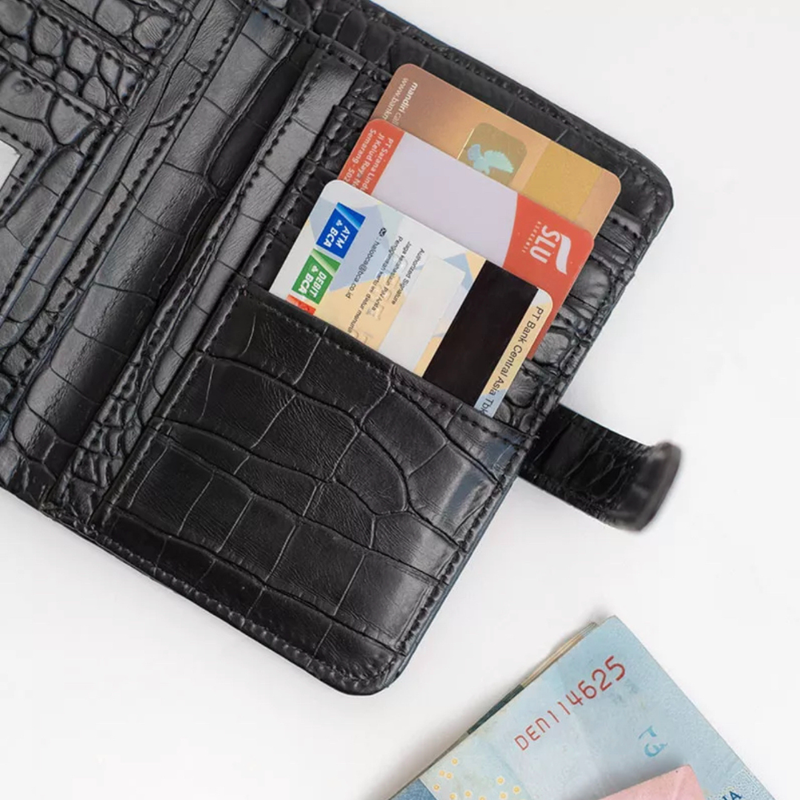 Product image KAHASIL - Dompet Lipat Wanita Bahan Kulit PU Leather Motif Crocco KHDP41 all variant Biru Muda