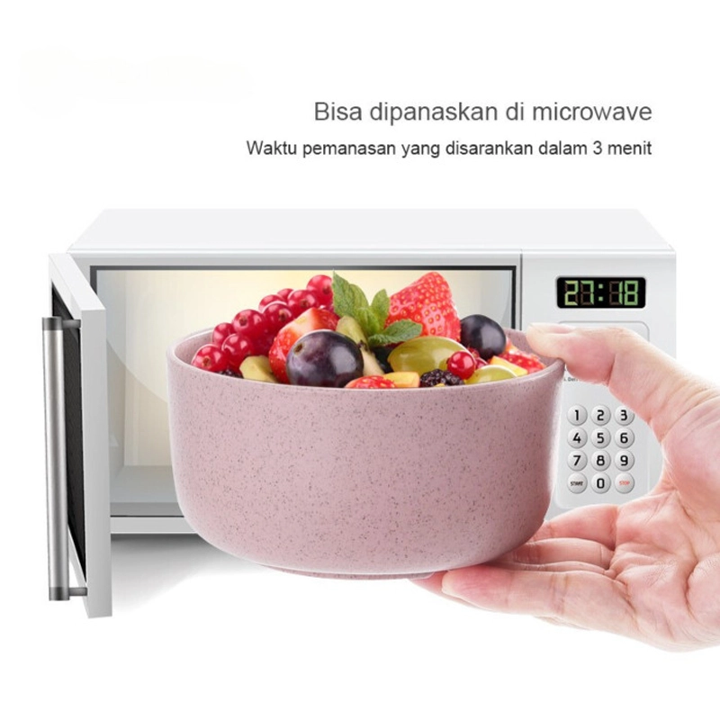 Product image KAHASIL - SET 4Pcs Mangkok Mangkuk Tahan Panas Wheat Straw Bowl Microwave Warna Warni KMJ053 all variant all variant