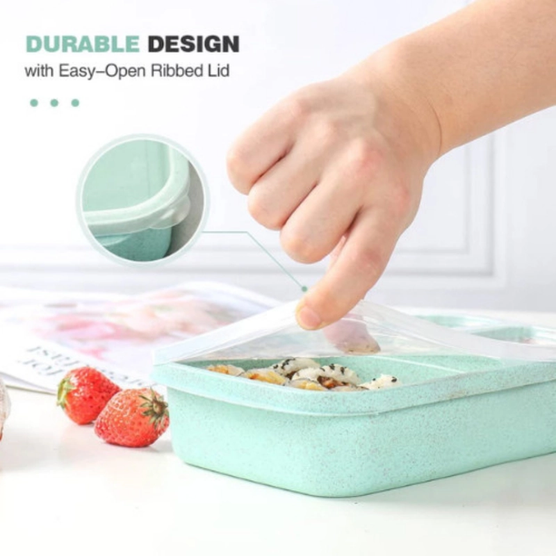 Product image KAMJE Tempat Makan Lunch Box Wadah Kotak Bekal Makanan Aesthetic 4 Grid KMJ275 all variant BIRU