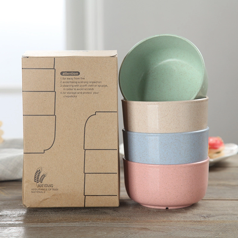 Product image KAHASIL - SET 4Pcs Mangkok Mangkuk Tahan Panas Wheat Straw Bowl Microwave Warna Warni KMJ053 all variant all variant