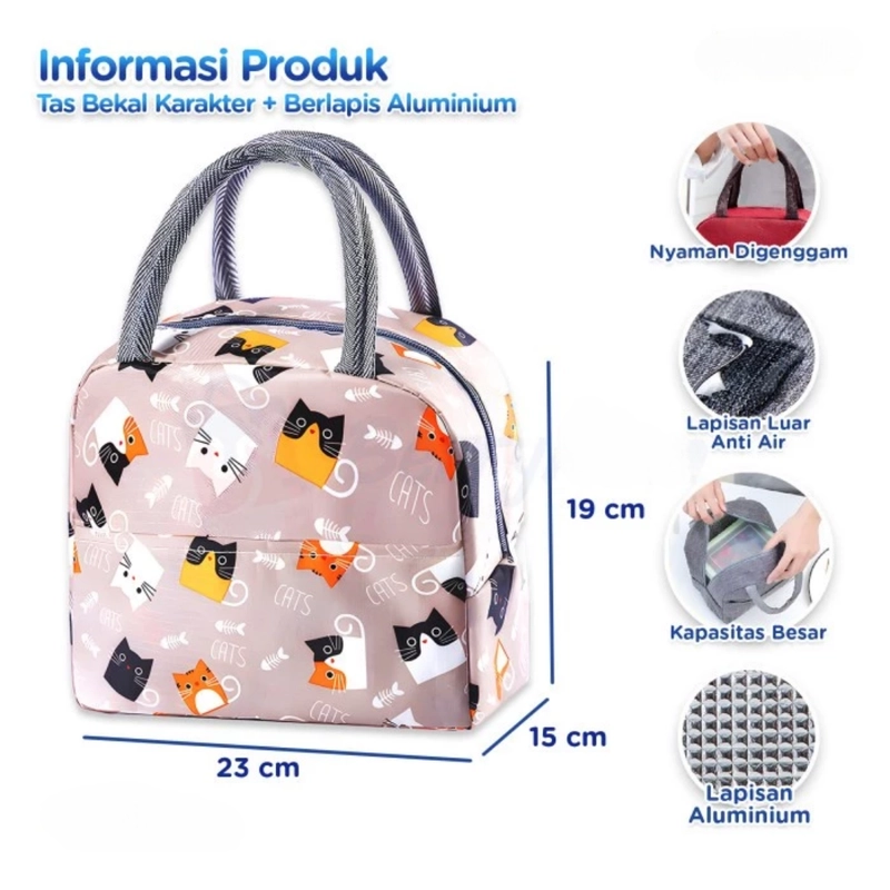 Product image KAMJE Tas Bekal Lunch Cooler Bag Kotak Tempat Penyimpanan Makanan Anak KMJ276 CATS all variant