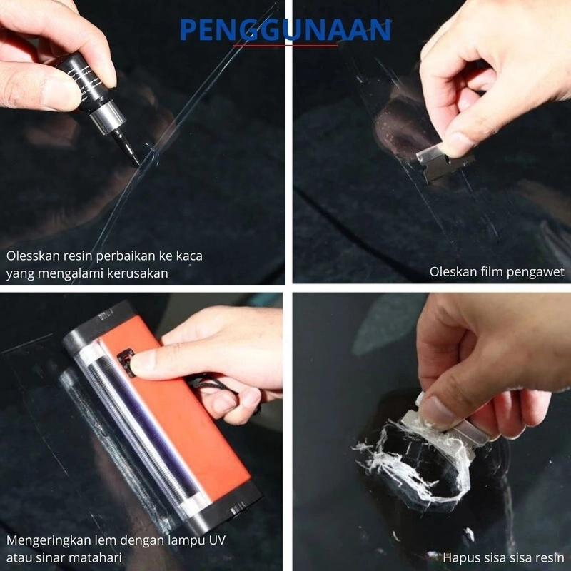 Product image KAHASIL - Lem Kaca Anti Retak Pecah Mobil Aquarium Bening LCD Hp Tanpa Bekas Windshield Repair Kit all variant all variant