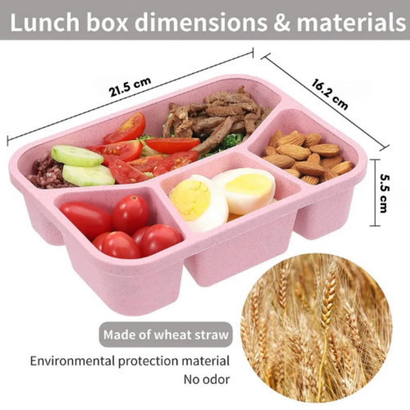 Product image KAMJE Tempat Makan Lunch Box Wadah Kotak Bekal Makanan Aesthetic 4 Grid KMJ275 all variant BIRU