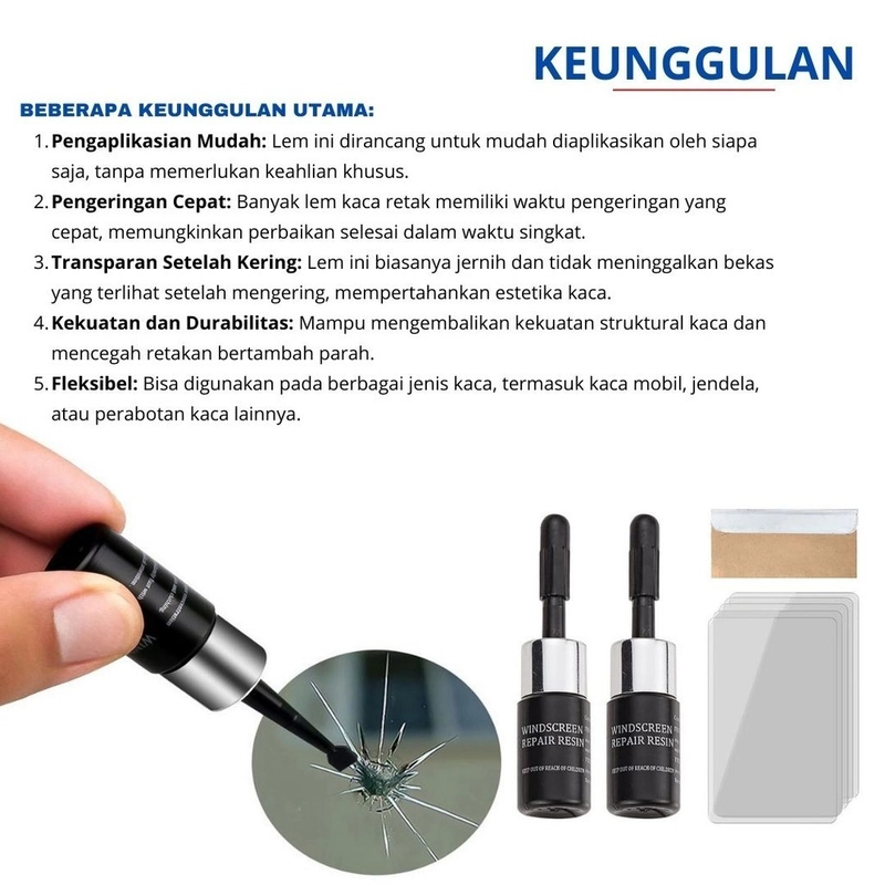 Product image KAHASIL - Lem Kaca Anti Retak Pecah Mobil Aquarium Bening LCD Hp Tanpa Bekas Windshield Repair Kit all variant all variant