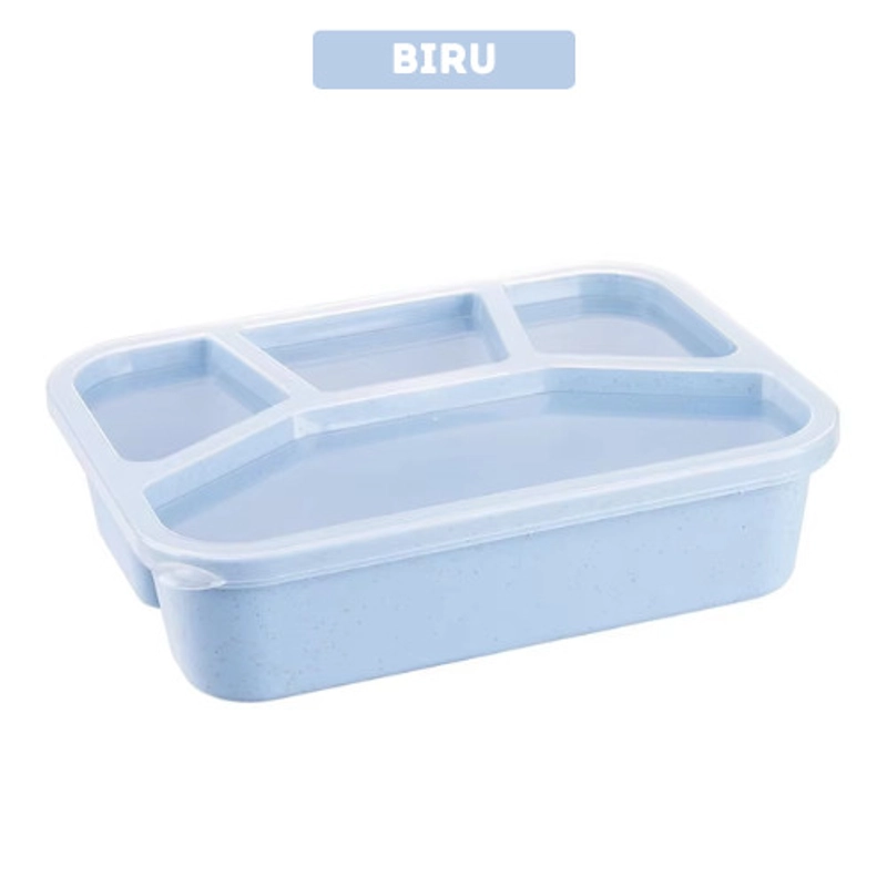 Product image KAMJE Tempat Makan Lunch Box Wadah Kotak Bekal Makanan Aesthetic 4 Grid KMJ275 all variant BIRU