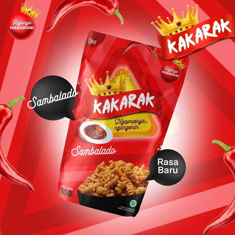 Kakarak - Makaroni Makanan Ringan Variant Sambal Sambalado 100gr