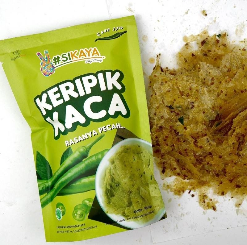 Product image Kakarak - Sikaya Keripik Kaca Makanan Ringan Cabe Ijo 100gr