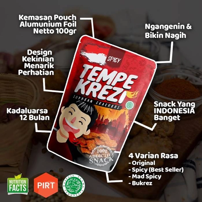 Product image Kakarak - Tempe Krezi Spicy Makanan Ringan 100gr