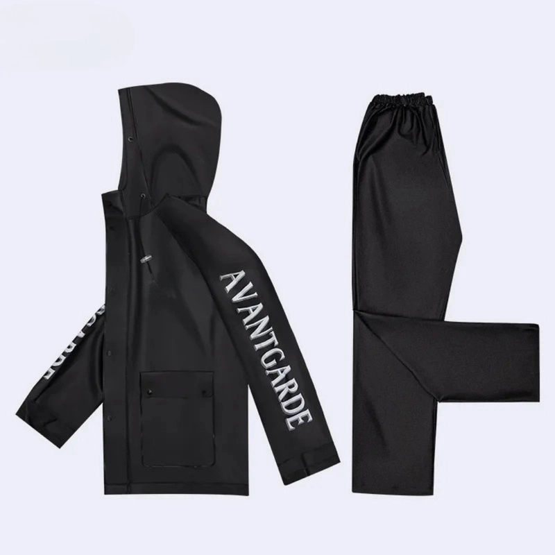 Product image KAMJE Jas Hujan Setelan Motor Dewasa Visor PVC Tebal Waterproof Anti Tembus Angin Raincoat Unisex L Hitam