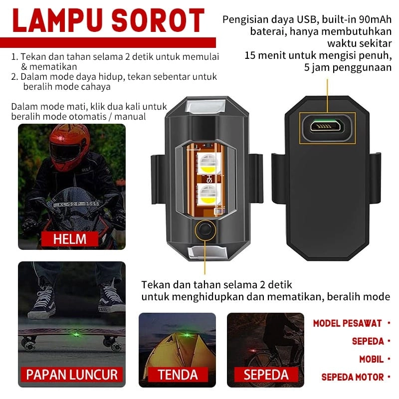 Product image KAMJE Lampu LED USB Aircraft Model Pesawat RGB 7 Warna Kedip Motor Mobil Universal all variant all variant