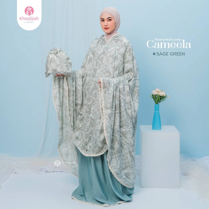 Product image Khadijah Label BDO - Mukena Jumbo Cameela 2 in 1 Super Jumbo Sage Green