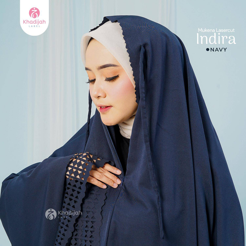 Product image Khadijah Label BDO - Mukena Travel Indira Lasercut Standar Navy