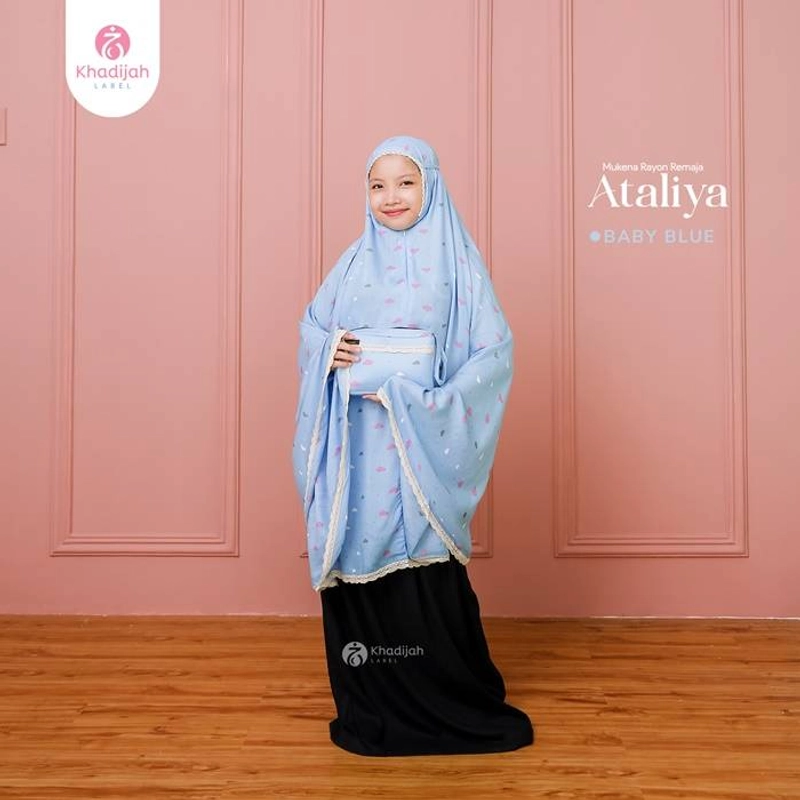 Product image Khadijah Label Makassar - Mukena Remaja Ataliya Usia 8 Sampai 12 Tahun Baby Blue