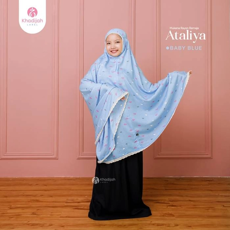 Product image Khadijah Label Makassar - Mukena Remaja Ataliya Usia 8 Sampai 12 Tahun Baby Blue