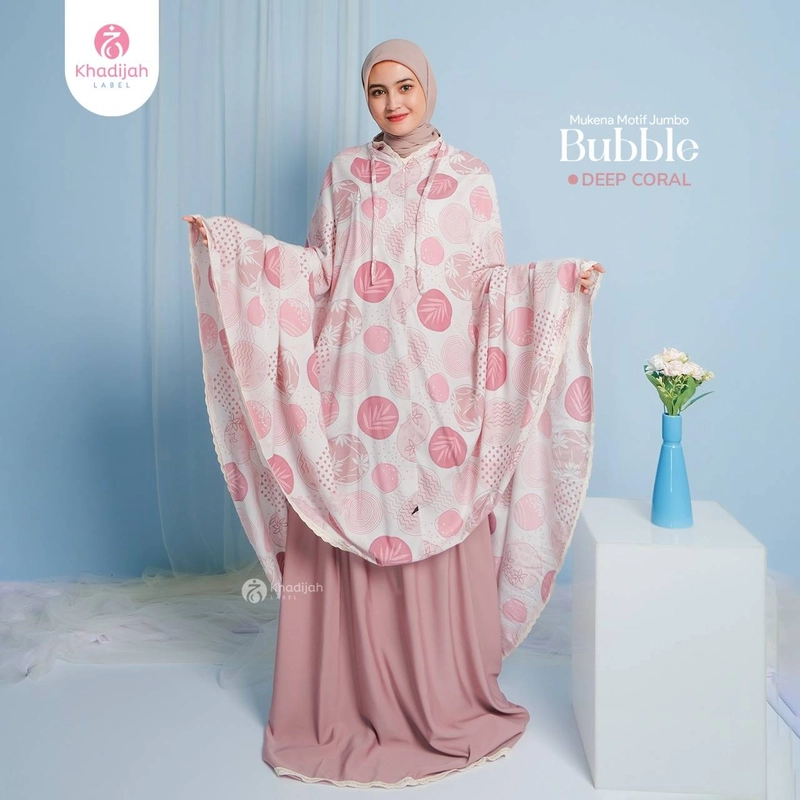 Product image Khadijah Label MES - Mukena Jumbo Bubble 2 in 1 Super Jumbo Deep Coral