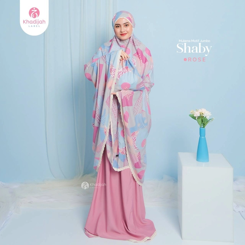 Product image Khadijah Label MES - Mukena Jumbo Shaby 2 in 1 Super Jumbo Rose