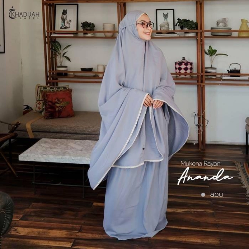 Product image Khadijah Label PLM - Mukena Rayon Ananda Super Jumbo All Size Abu