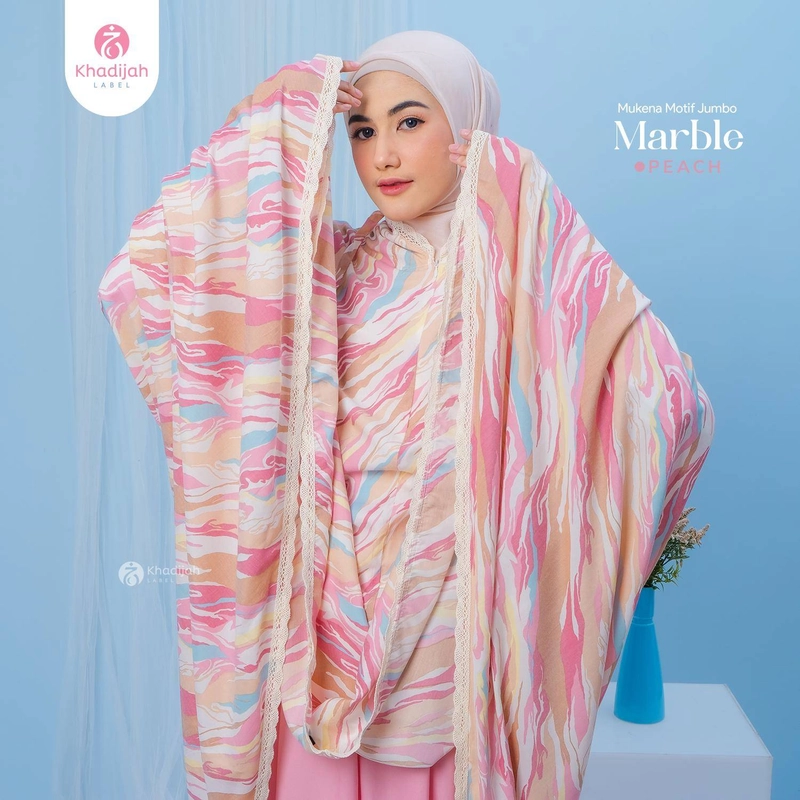 Product image Khadijah Label PLM - Mukena Jumbo Marble 2 in 1 Super Jumbo Peach