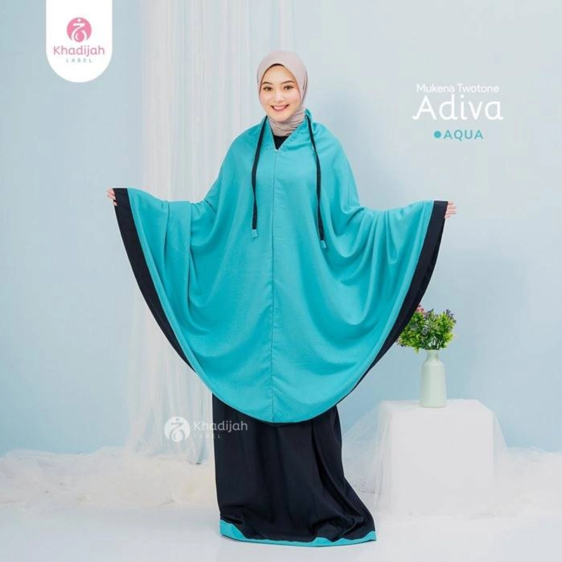 Product image Khadijah Label PLM - Mukena Twotone Adiva 2 in 1 Semi Jumbo Aqua