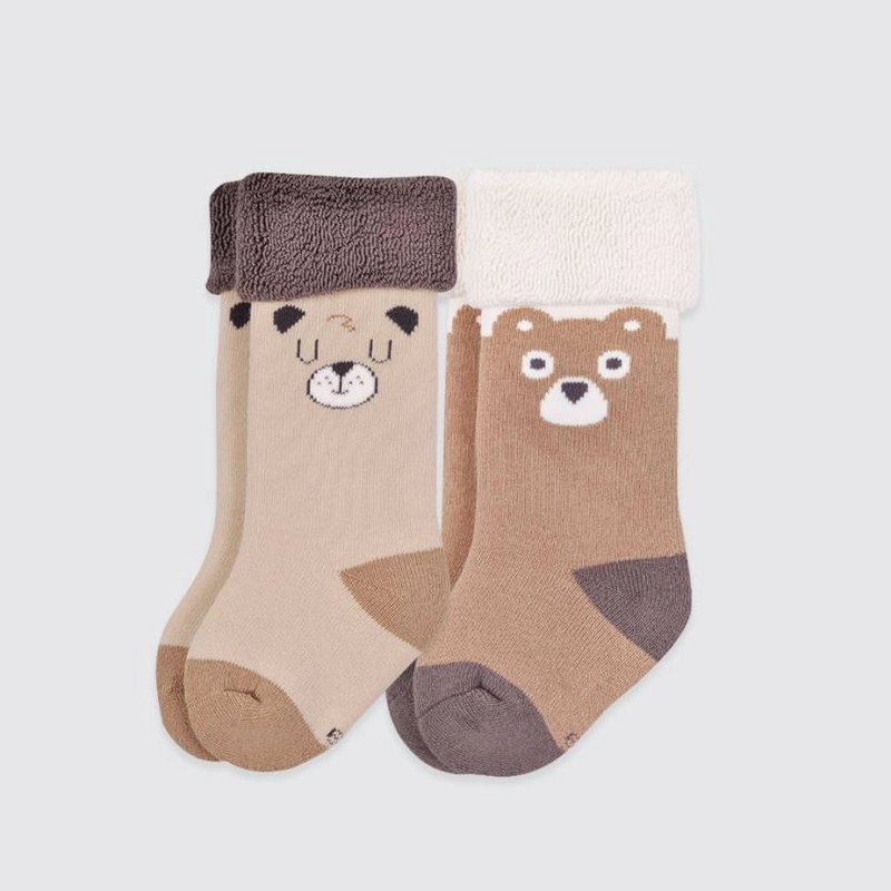 Product image Kiddiposh - 2 Pcs Kaos Kaki Anak Bear Socks by Longren XS Brown + Light Brown