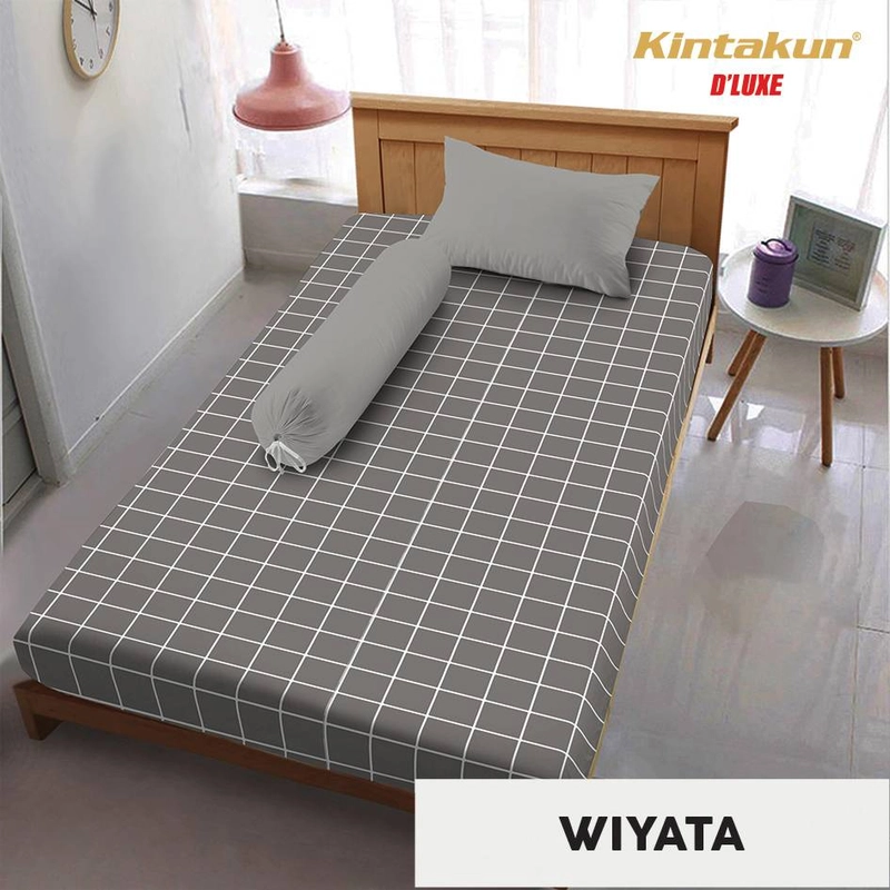 Product image Kintakun - Sprei Dluxe Wiyata Aesthetic Abu Microtex 100 x 200 Single