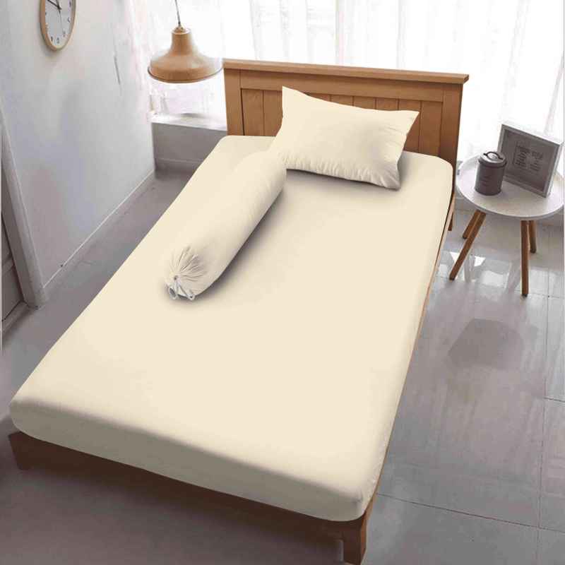 Product image Kintakun Sprei Dluxe Polos Cream Tofu Cream 100 x 200 cm Single 30 cm