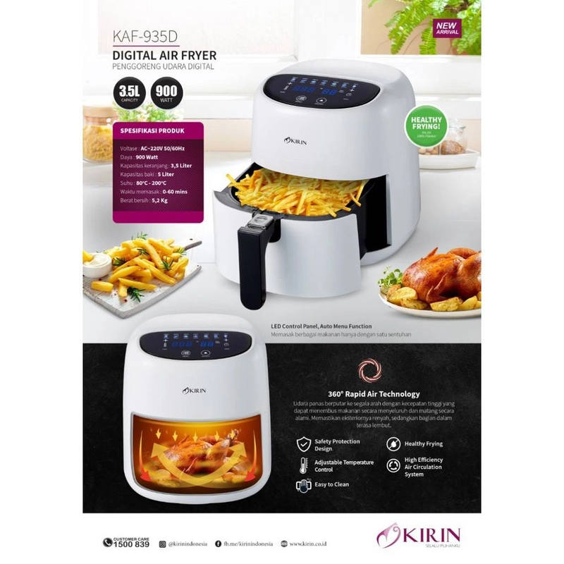 Product image Kirin - Air Fryer KAF 935 34 x 34 x 36 cm White 