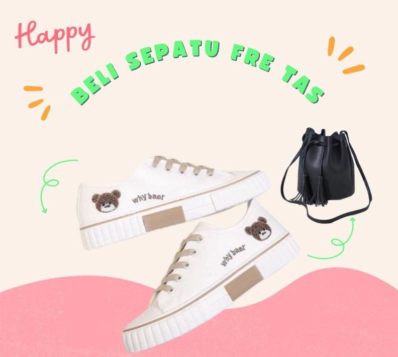 Product image Koekita - Sepatu Kets Sneakers Boot Wanita Why Bear Real New Trendy 2022  Free Tas 37 PUTIH