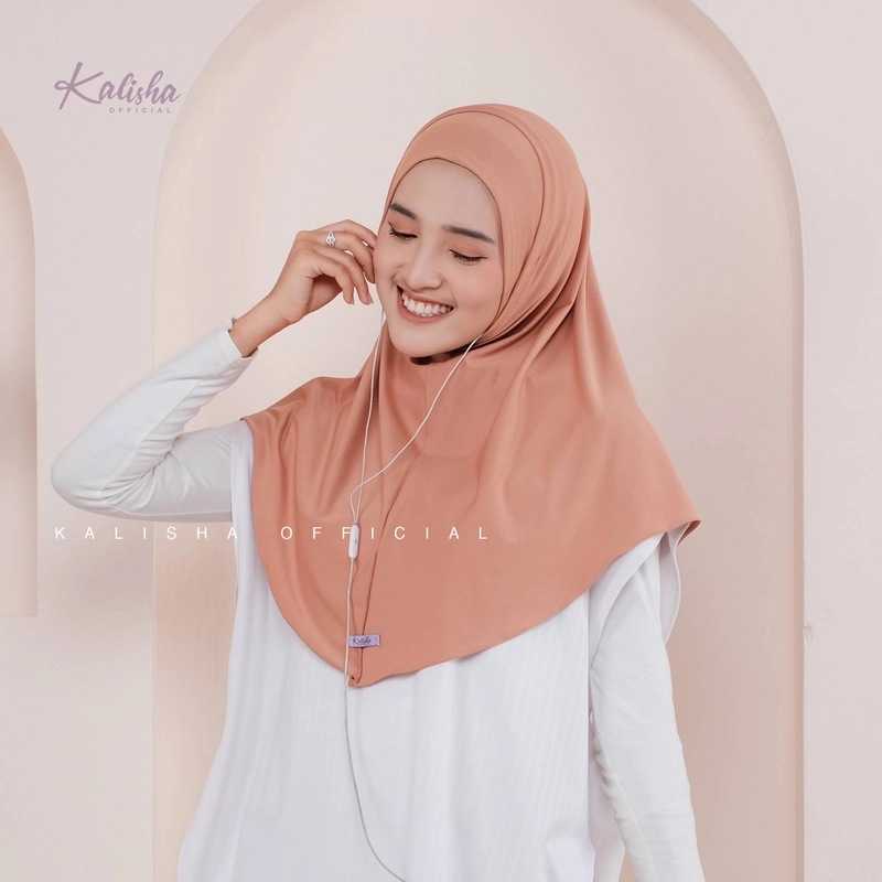 Product image Kalisha Official - Jilbab Helma Jumbo Sport Masker Headset Jersey 300 Mocca