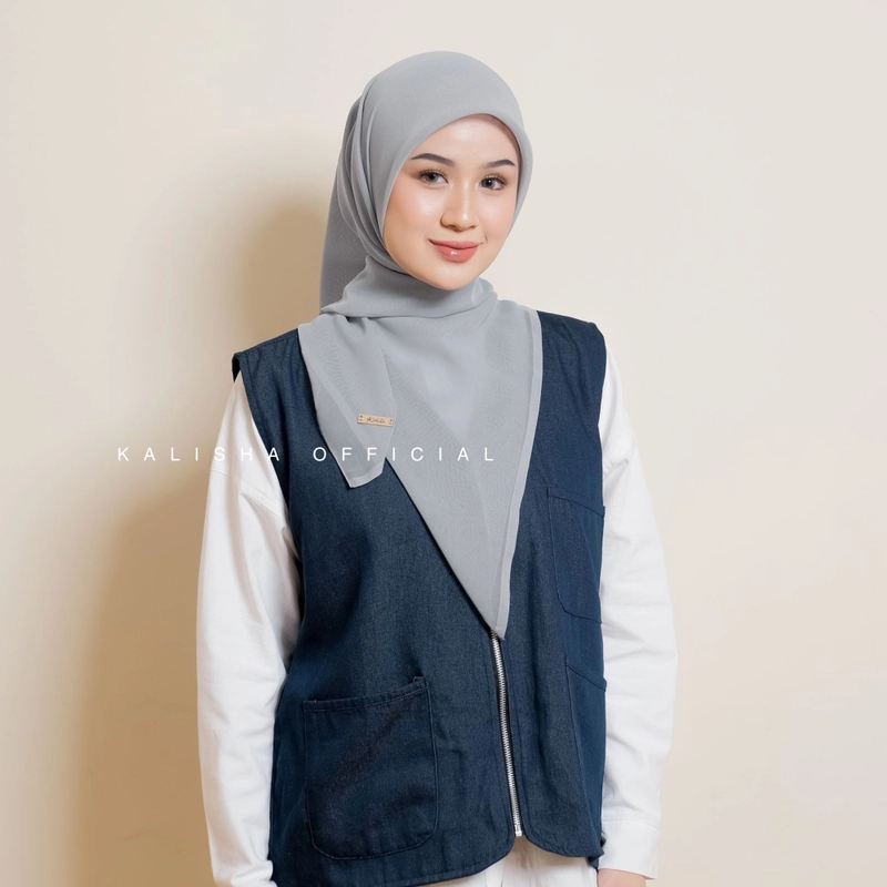 Product image Kalisha official - Japan Original Hijab Segiempat Paris Hanna 115 cm Ashgrey