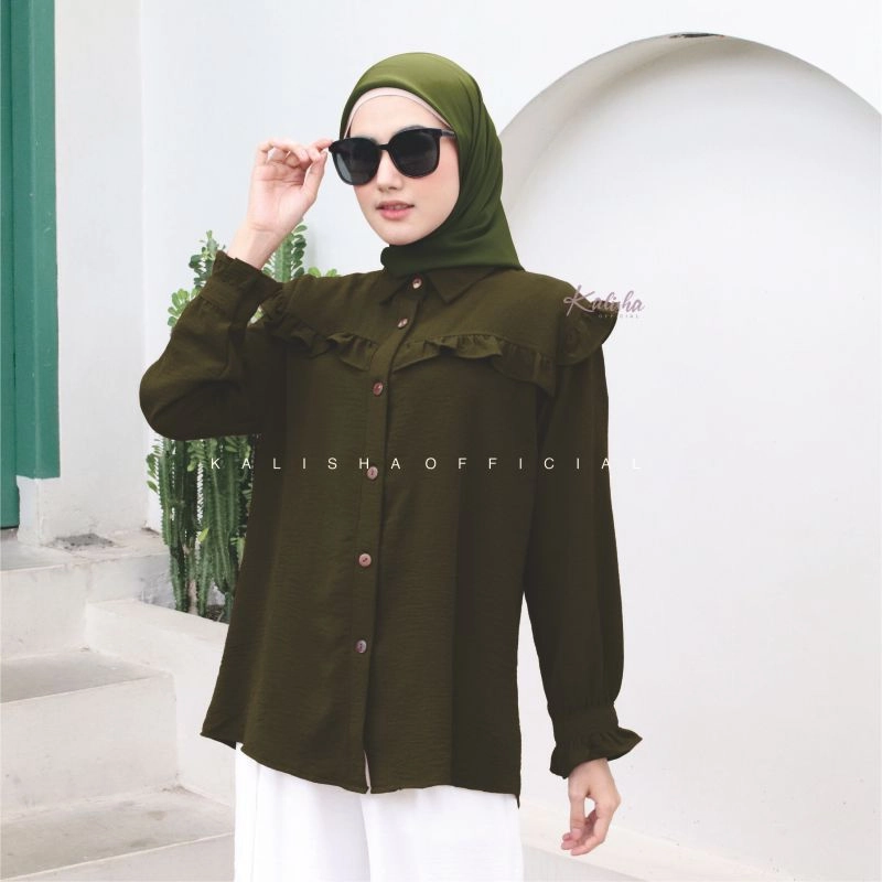 Product image Kalisha official - Selina Blouse Kemeja Whudu Friendly 500 Army
