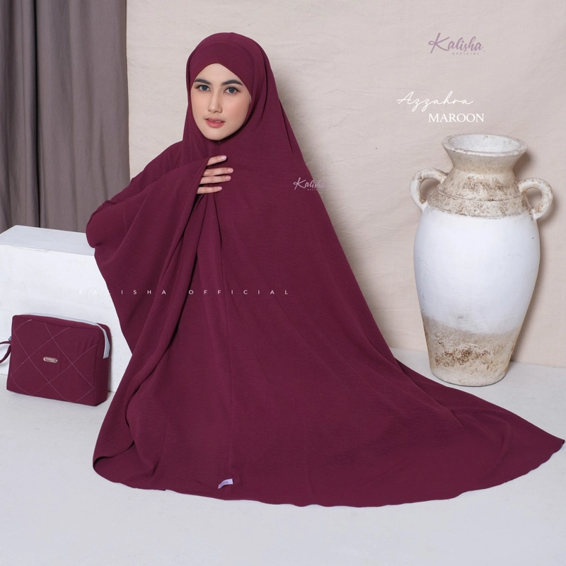 Product image Kalisha official - Mukena Azzahra Crinkle Airflow terbaru3in1 700 Maroon