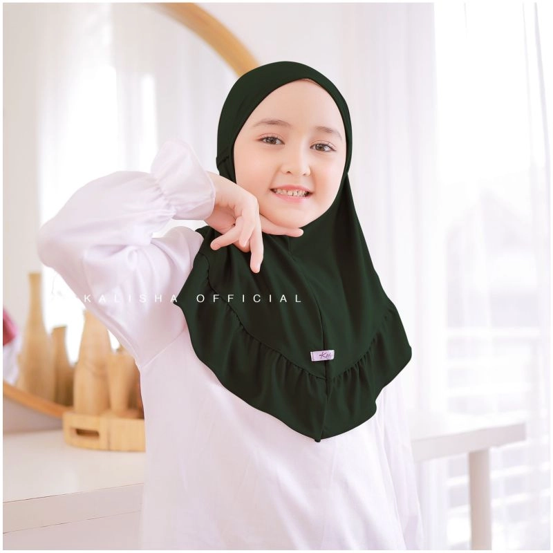 Product image Kalisha official - Hijab Anak Qinara Instan Geblus Jersey 100 Army